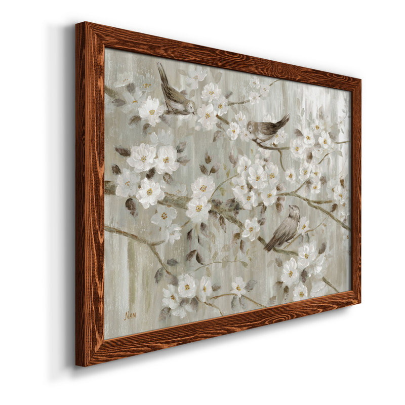 «Neutral Spring Birds», peinture sur toile encadrée, H 31 po x l 44 po x P 1 po, Érable