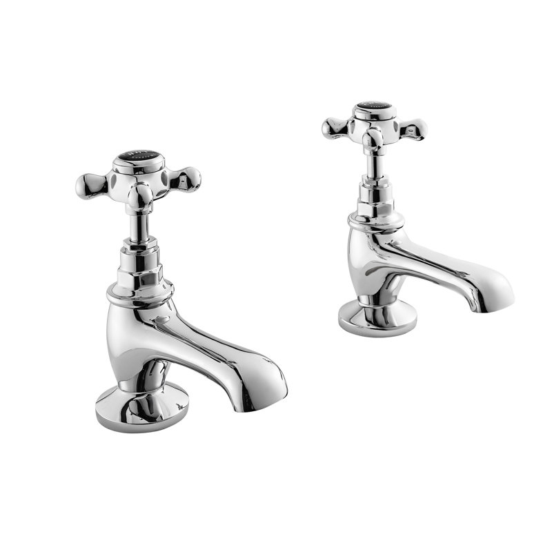 Solid Brass Basin Pillar Taps, Black