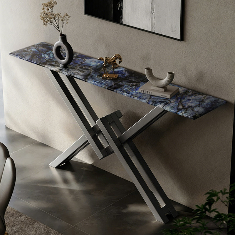 Console simple de style italien, 33,5 po H x 54,3 po L x 11,8 po P, Sodalite, Gris