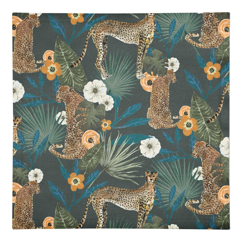 Serviette en coton 10 po Tropical Cheetah, Vert