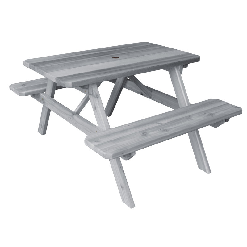 Table de pique-nique rectangulaire, Teinture grise, 44 po x 60 po x 30 po