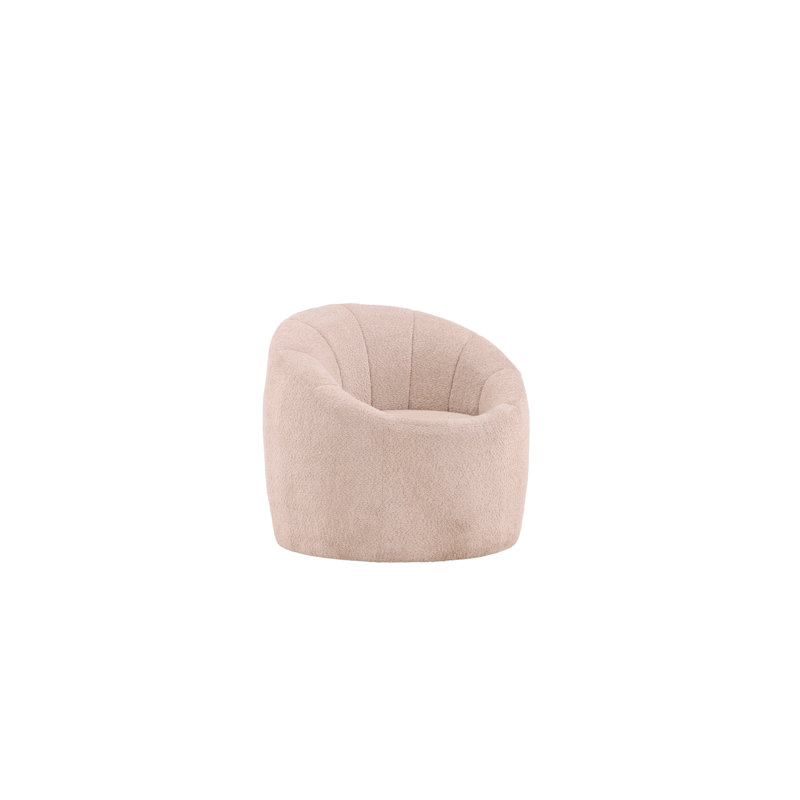 Dejean Upholstered Swivel Barrel Chair, Beige