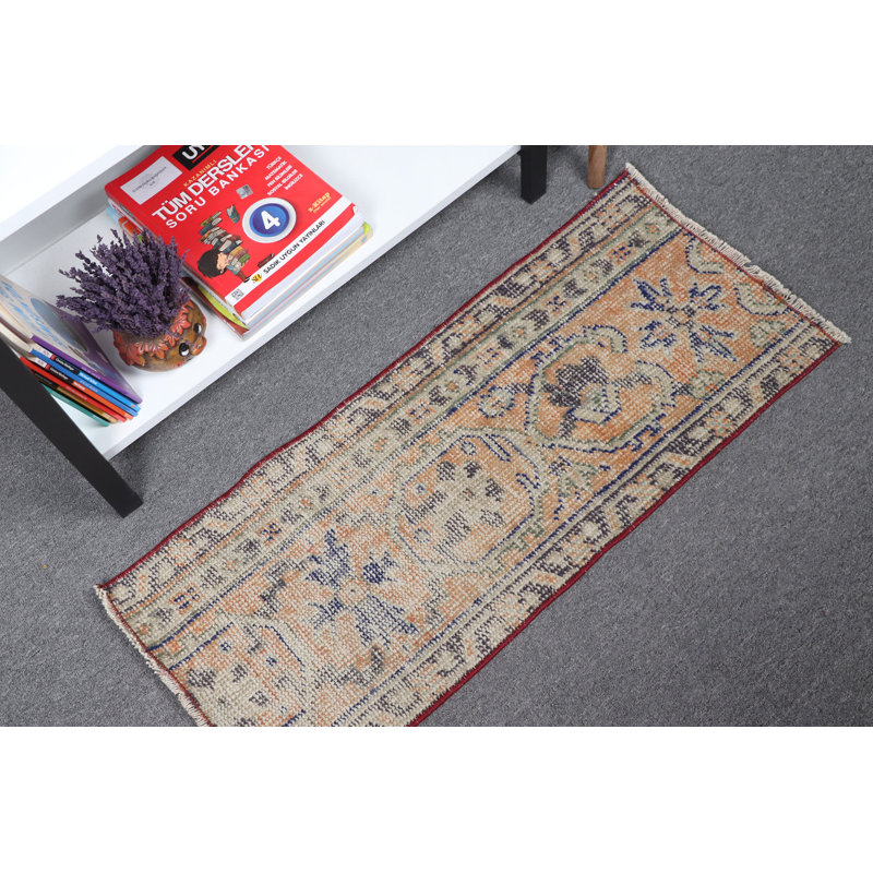 Small Vintage Turkish Oushak Wool Rug in Yellow Ideal for Entryway and As Decorative Door Mat