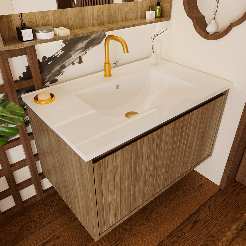 Armoire de meuble-lavabo 30 po sans lavabo en céramique, Chêne brun