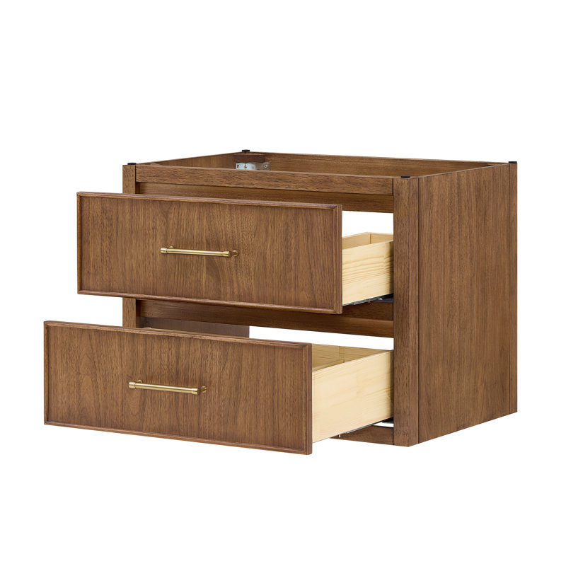 Ensemble de meuble-lavabo mural simple 30 po en noyer grillé Isola