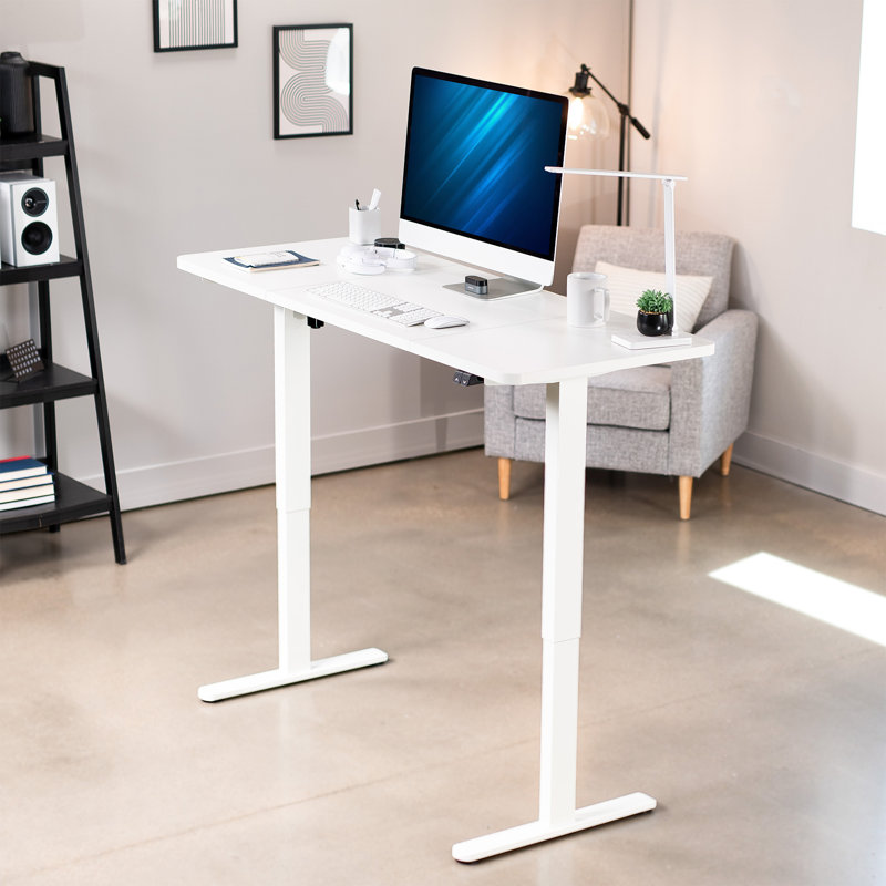 Electric Height Adjustable Desk, DESK-KIT-B06B Series, White/White
