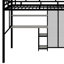 Lit mezzanine double en métal avec garde-robe, bureau et tablettes de rangement-1889473530