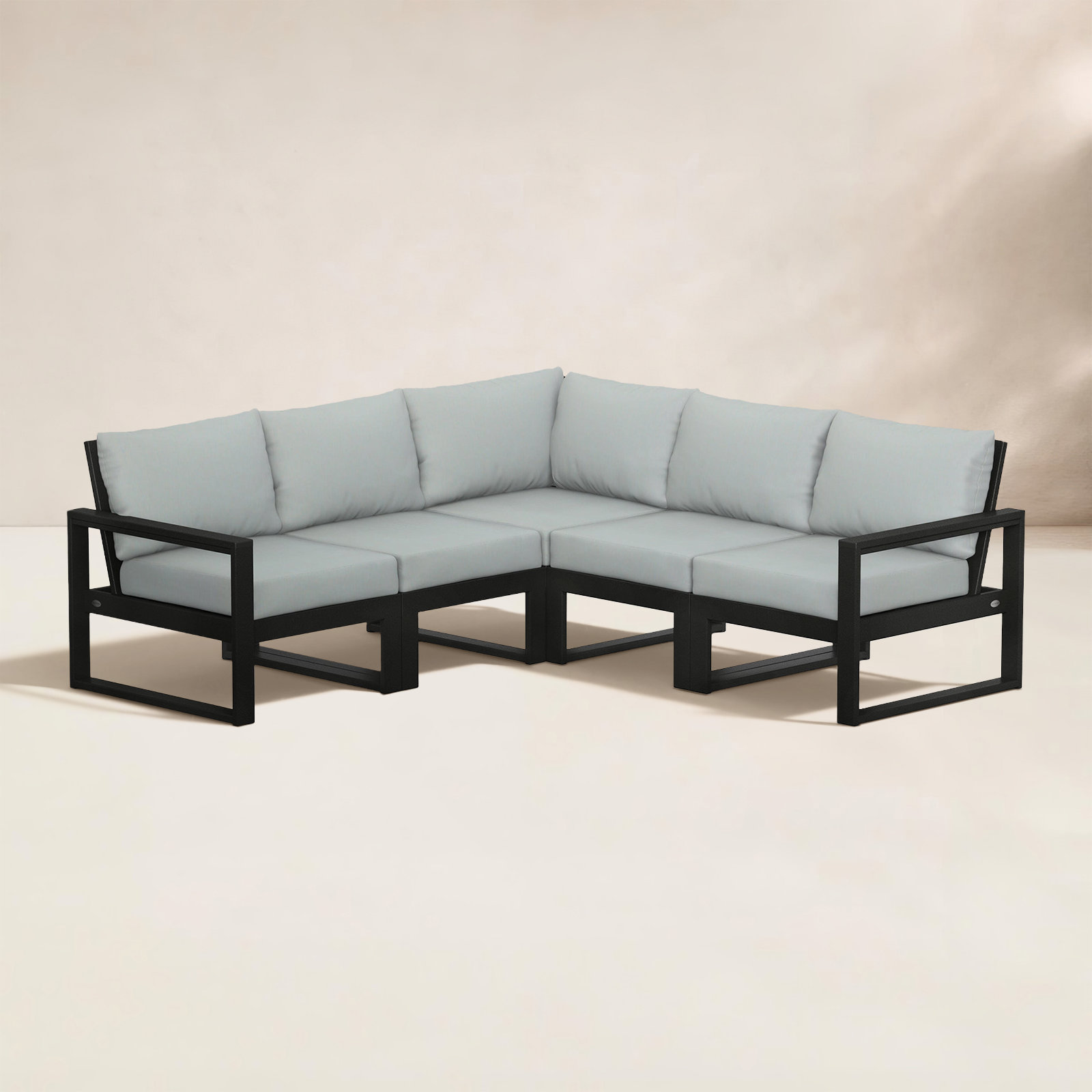 POLYWOOD® Edge 85" Patio Sectional, Spa, Black