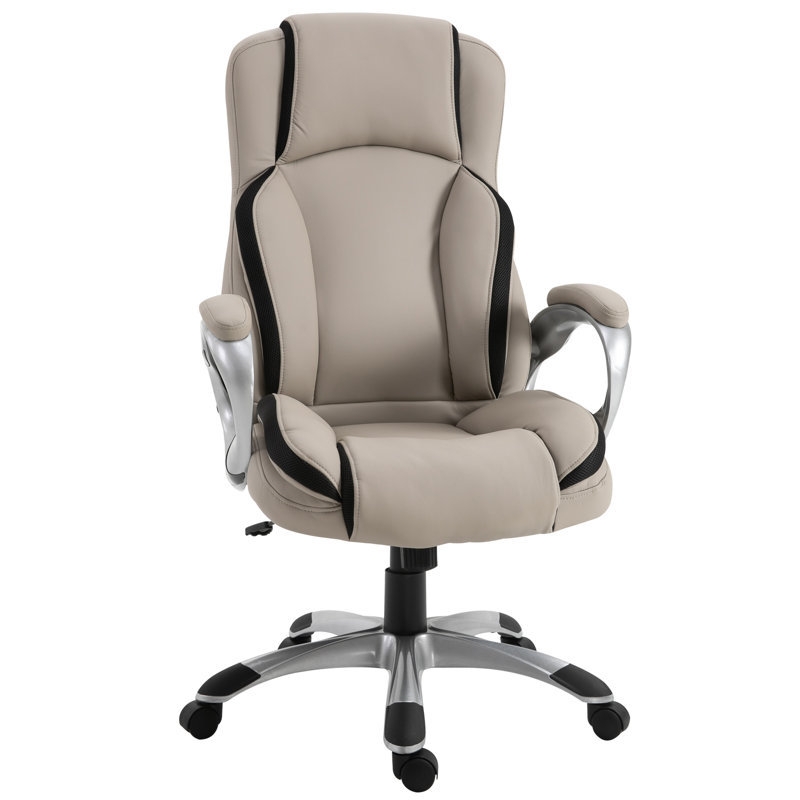 Fauteuil de bureau pivotant ergonomique en cuir PU avec roulettes