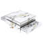 Table basse moderne carrée texturée en marbre avec 4 tiroirs et base suspendue, blanc, 43,3 po