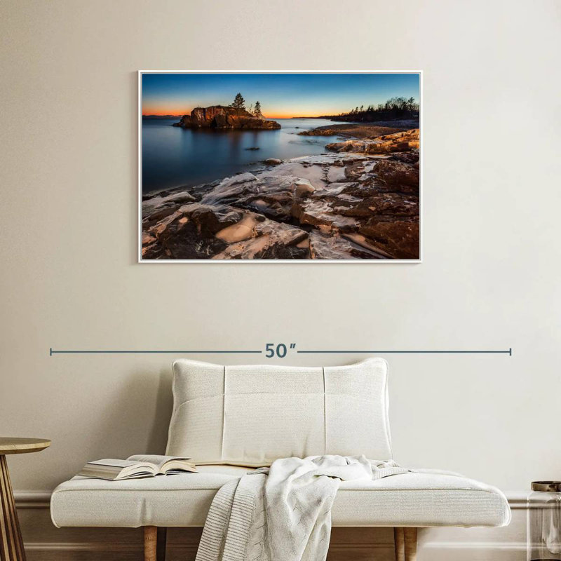 Lac Supérieur au crépuscule, Cadre flottant blanc, 37 po x 25 po
