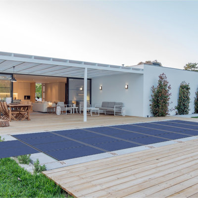 Couverture de piscine creusée robuste 18 x 34 pi + 4 x 8 pi - filet UV, certifié F1346, économiseur d'eau, prêt pour l'hiver
