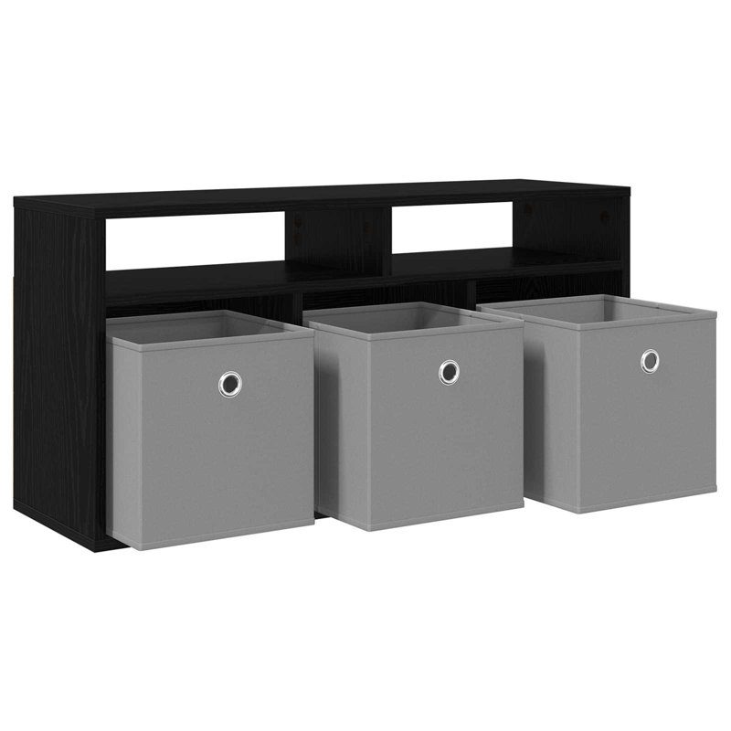 TV Stand, 16.93'' H x 34.25'' W x 10.83'' D, Black Oak