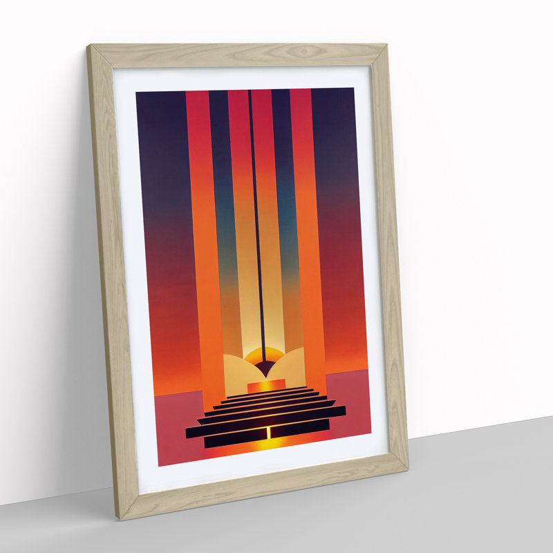 XV1022-763X Sunset No.4 - Single Picture Frame Print, 34cm H x 25cm W x 2cm D, Oak