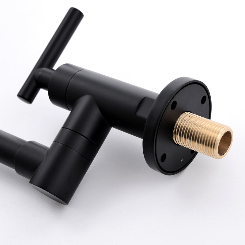Robinet de cuisine à fixation murale - Robinet remplisseur en laiton, noir, bec articulé double pour bras de machine à café