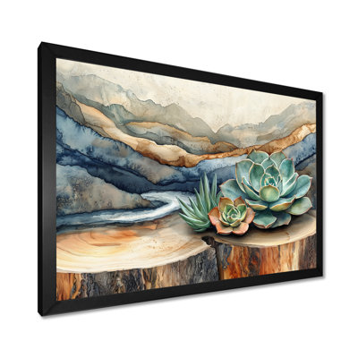 Greenburg Succulent On A Top Of Wooden Slide River IV - Succulents Wall Art