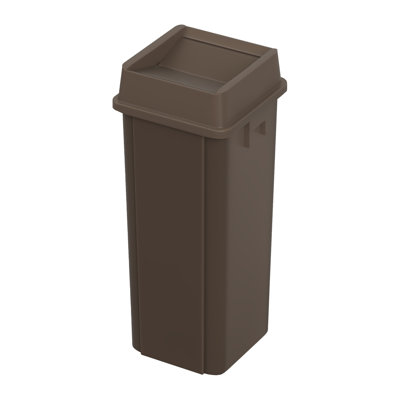 23 Gallon Brown Square Plastic Trash Can with Drop Shot Lid and Venting Channels