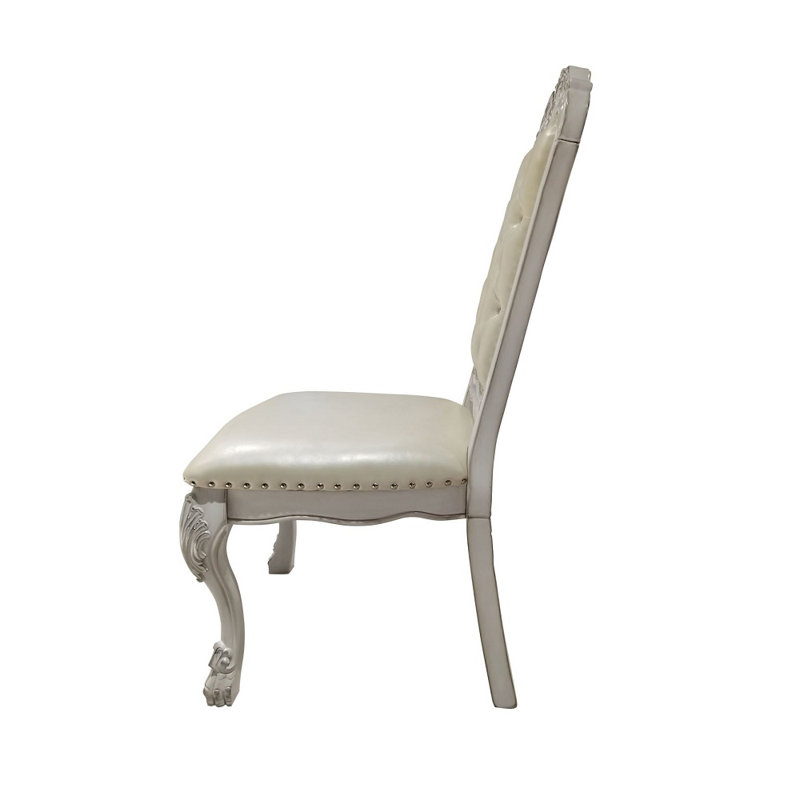 Chaise d'appoint (ensemble 2), cuir synthétique et finition blanc os