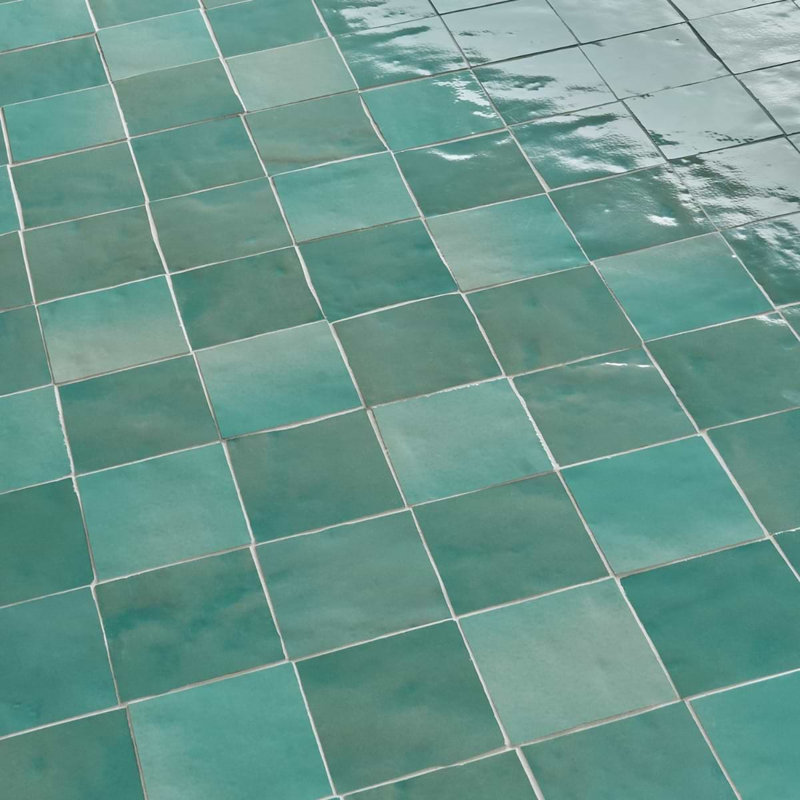 Virello 4x4 Glossy Ceramic Wall Tile, Mint Green