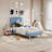 Gurit Modern Upholstered Twin Bed Frame, Tufted Velvet Headboard, Low Profile Platform Bed with Strong Wooden Slats-729059455-746269141