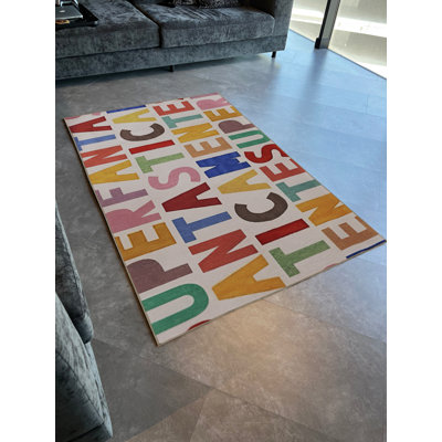 Multi-Colored "Fantastic" Lettered Alphabet Patterned Creative Modern Decorative Rug