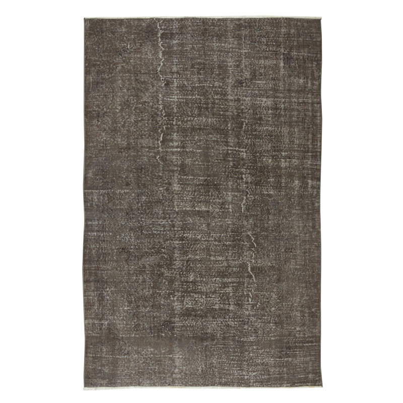5.7x8.6 Ft Contemporary Turkish Area Rug Over-Dyed in Gray, Handmade Carpet
