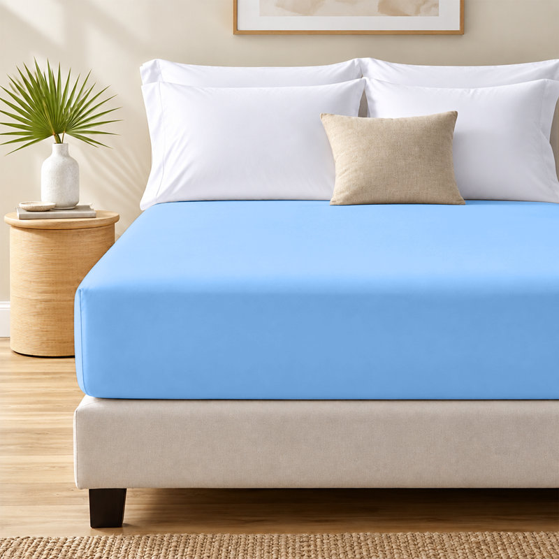Paul's Microfibre Super Soft Brushed Deep Fitted Bed Sheet, Double (4'6), Blue