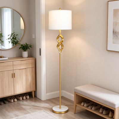 Modern Floor Lamp for Living Room, Sculptural Standing Lamp with 3 Color Temperatures, Resin Corner Lamp with Marble and Metal Base for Bedroom