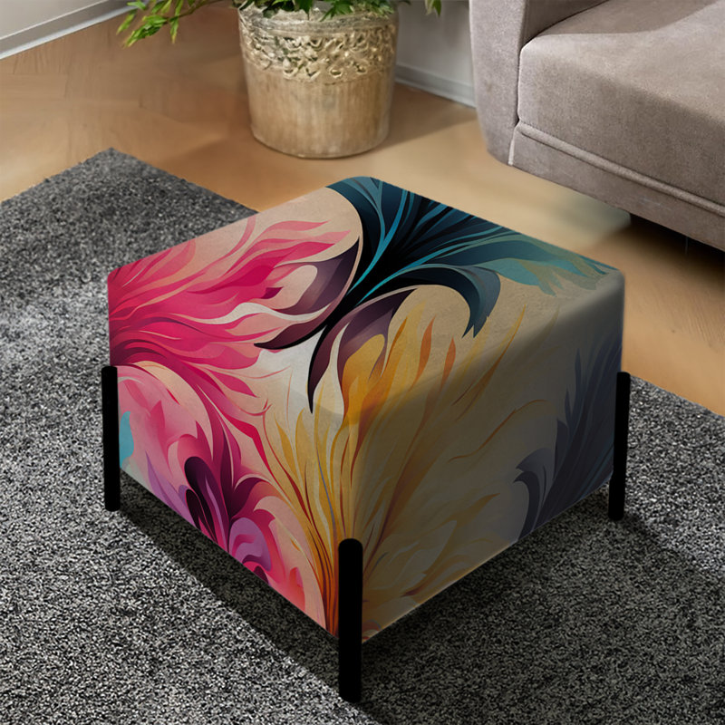 Repose-pieds carré coloré Floral Ikat Radiance