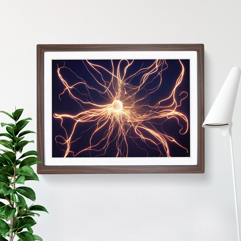 XH1022-3011X Electricity Vol.1 - Single Picture Frame Print, 46cm H x 64cm W x 2cm D, Walnut 