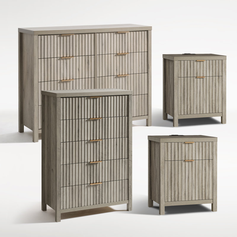 Arrilla 4 Piece Bedroom Set, Greige Oak