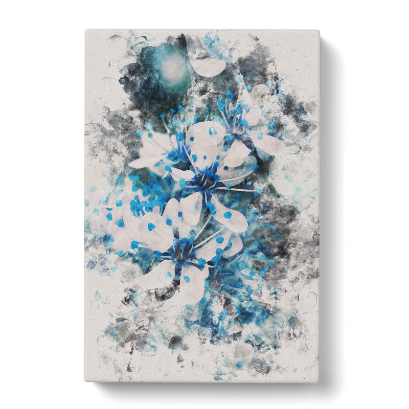 Blue Cherry Tree Flowers - Wrapped Canvas, 50cm H x 35cm W x 3cm D