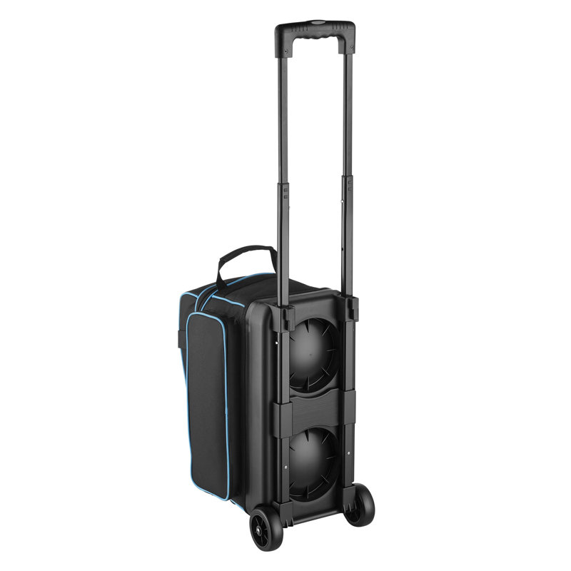 Sac de jeu de boules de bowling, sac de bowling double à roulettes à 2 balles avec roulettes, comprenant un compartiment séparé pour les chaussures (jusqu'à la taille US 16) et une poche pour accessoires surdimensionnée, la poignée rétractable s'étend jusqu'à 41,32 po