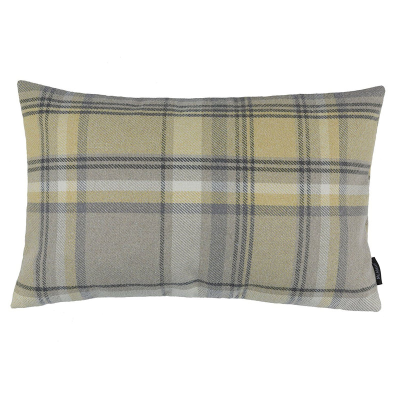 Griggs Plaid Rectangular Cushion, 30 x 50cm, Mustard Yellow/Grey