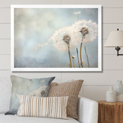 White Dandelion Farmhouse Still Life - Dandelion Canvas Art Print