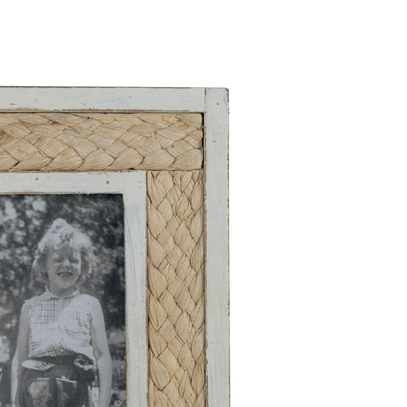 Whitewashed Wood and Reed 4x6 Picture Frame with Glass