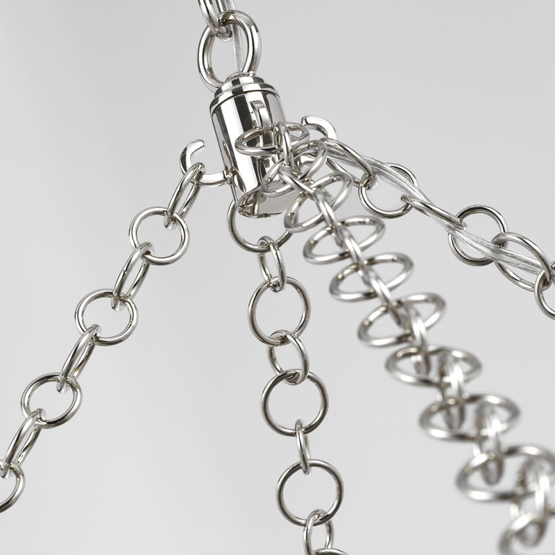 Julie Neill Gianna 36" Ring Chandelier with Clear Glass, Clear, Burnished Silver Leaf