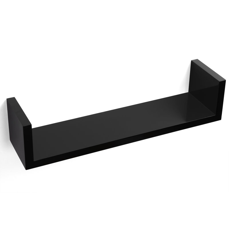Lamberti 3 Piece Solid Wood Floating Shelf, 9cm H x 40cm W x 10cm D, Black