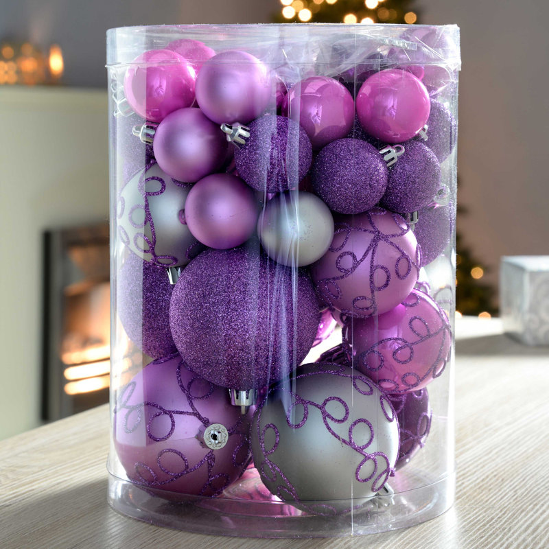 24.39cm Bauble, Purple/Pink/Silver