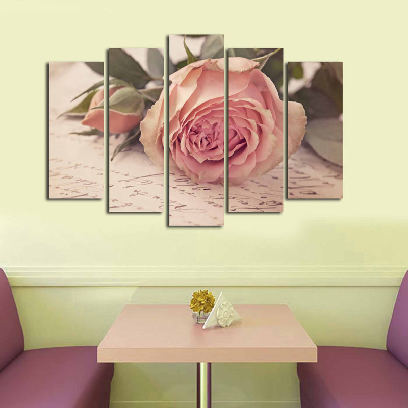 Superbe ensemble de 5 peintures sur toile 100% suède, taille totale: 27,6 po x 41,3 po | 100% cadre en bois, épaisseur: 1,2 po | Parfait pour le salon, la chambre à coucher et le bureau, et pour une œuvre d'art accrocheuse