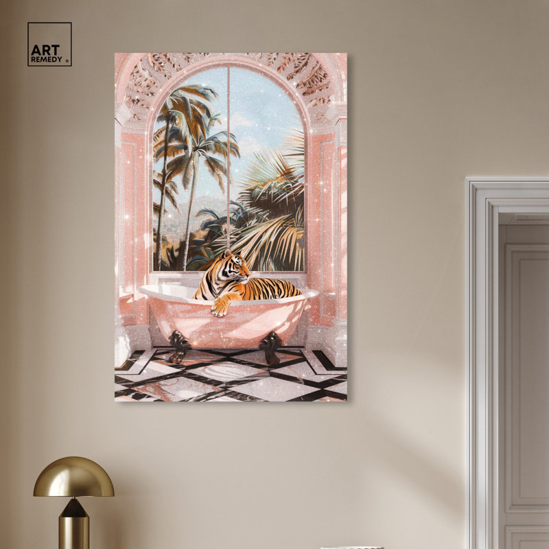 «Sleeping Tiger Bath» par Art Remedy, Toile tendue, H 45 po x l 30 po