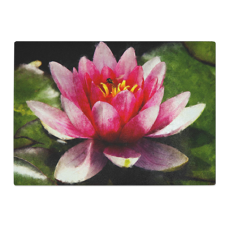 Water Lily Flower Vol.3 Painting Chopping Board, 0.4cm H x 28.5cm W x 39cm L