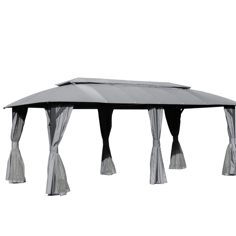 Outdoor Gazebo With Double Roofs, Privacy Curtains, Mosquito Nettings, Heavy Duty Metal Frame Party Tent Canopy(Canopy), Gray