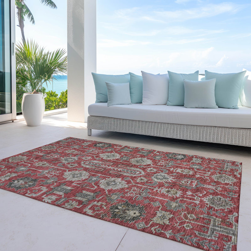 Myda Flatweave Washable Oriental Indoor / Outdoor Rug, Rectangle 10' x 14'