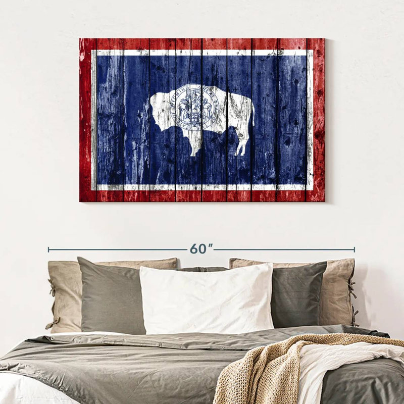 Borges Wood Style Wyoming Flag, 32" H x 48" W