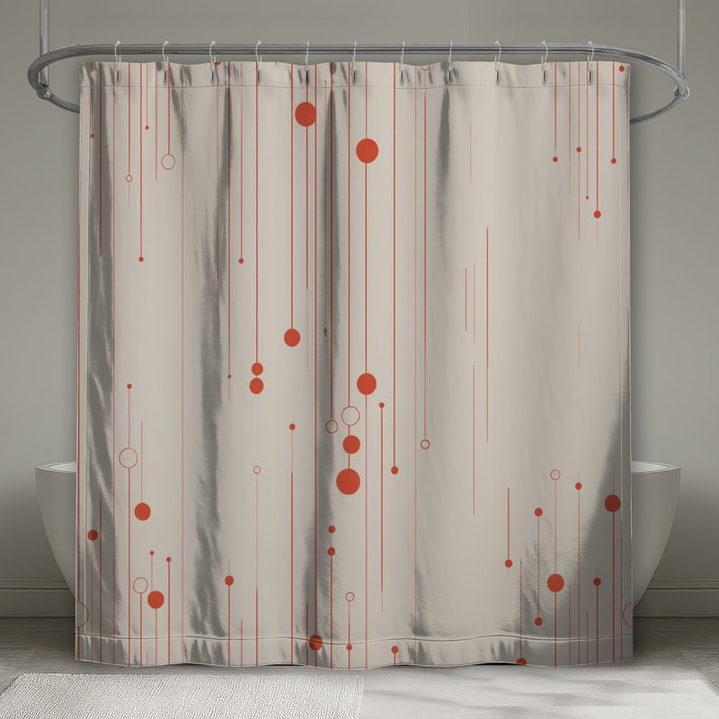 Rideau de douche abstrait - Art Modern Decor, H 93 po x l 70 po, Géométrique beige