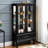 Display Cabinet With Lighted Glass Doors, Adjustable Tempered Shelves, Led Lights, Hidden Drawer And Vintage Metal Handles - Organize Your Home Decor Curio Enhance Collection