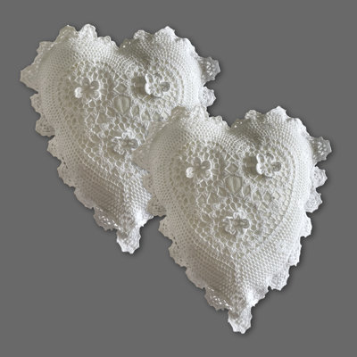 Grace Crochet Heart 2-Piece Pillow Set