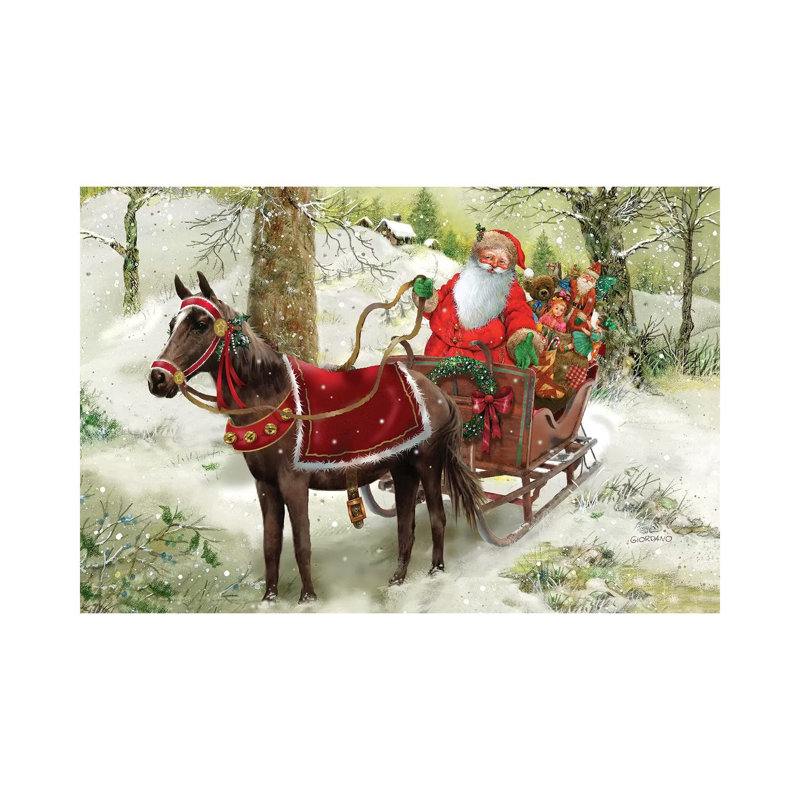" Let's Go For A Sleighride " by Giordano Studios, 12" H x 18" W x 1.5" D