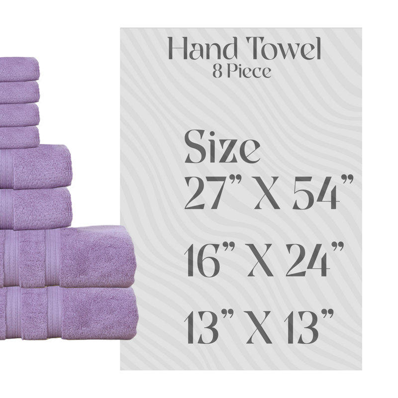 Elegance Essentials 550GSM 100% Cotton Zero Twist Bath Towel Set(2 Bath, 2 Hand Towel & 4 Washcloth), Purple